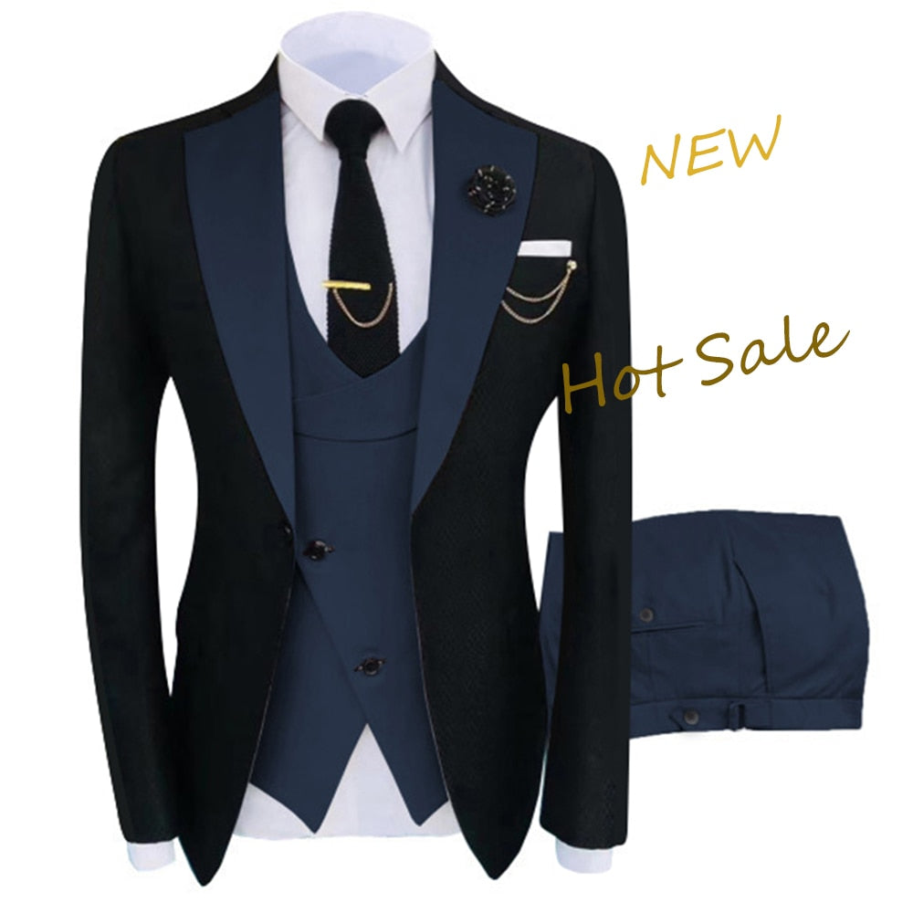 2023 New Arrival Terno Masculino Slim Fit Blazers Ball And Groom Suits For Men Boutique Fashion Wedding( Jacket + Vest + Pants )