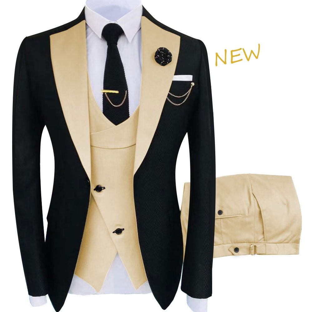 2023 New Arrival Terno Masculino Slim Fit Blazers Ball And Groom Suits For Men Boutique Fashion Wedding( Jacket + Vest + Pants )