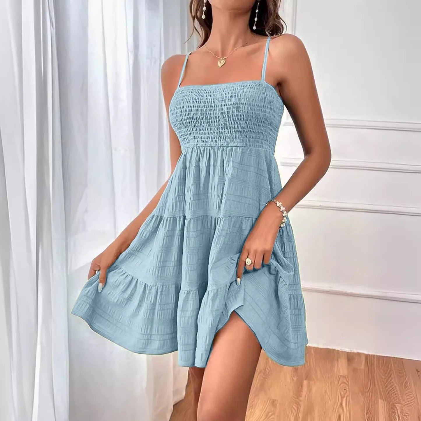 Party Dresses Short Dress Solid Ruffle Hem Short Dress Sleeveless Summer Mini Sexy Dress Dresses For Women 2025 Plus Size