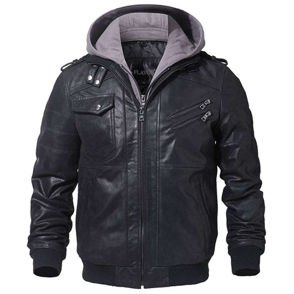 Motorcycle Leather Jacket Men Slim Fit Oblique Zipper PU Jackets Autumn Mens Leather Biker Coats Warm Streetwear