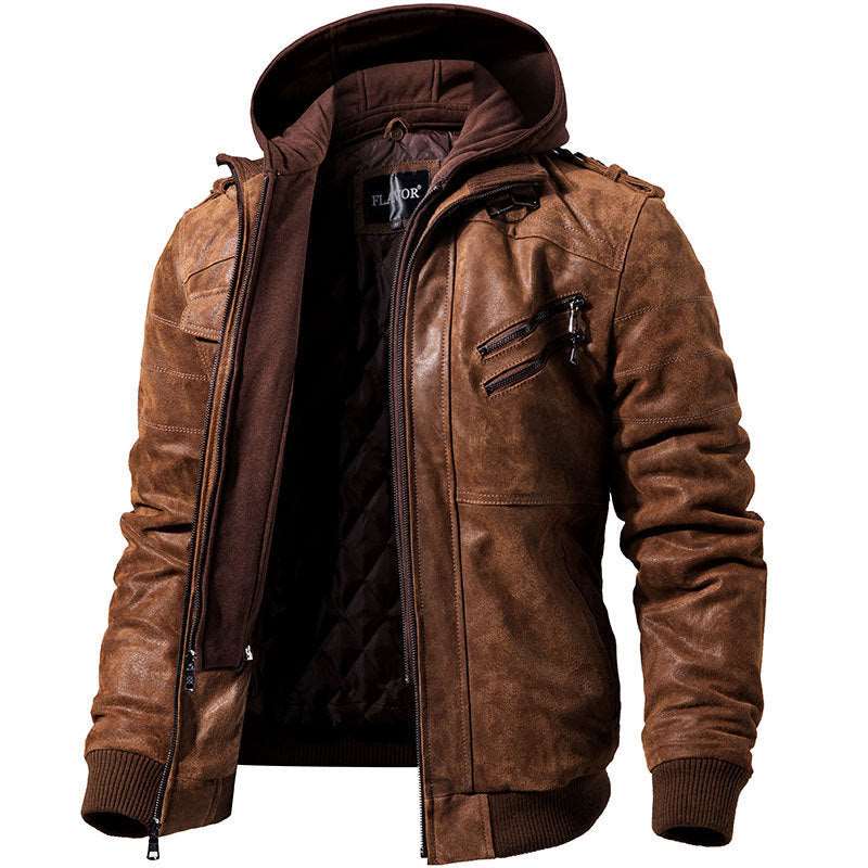 Motorcycle Leather Jacket Men Slim Fit Oblique Zipper PU Jackets Autumn Mens Leather Biker Coats Warm Streetwear
