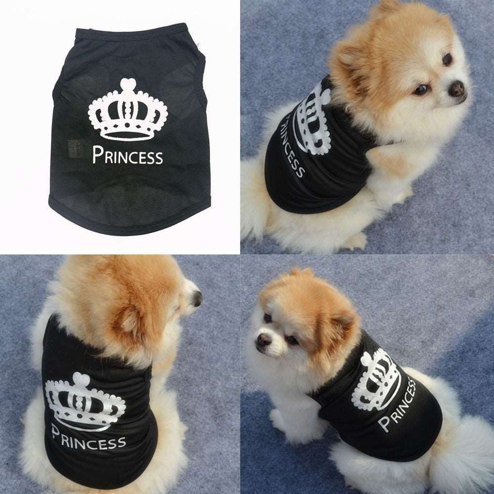 Fashion Pet Dog Cat Cute Princess Polyester T-shirt Clothes Vest Summer Coat Puppy Costumes Pet Dogs T-shirt