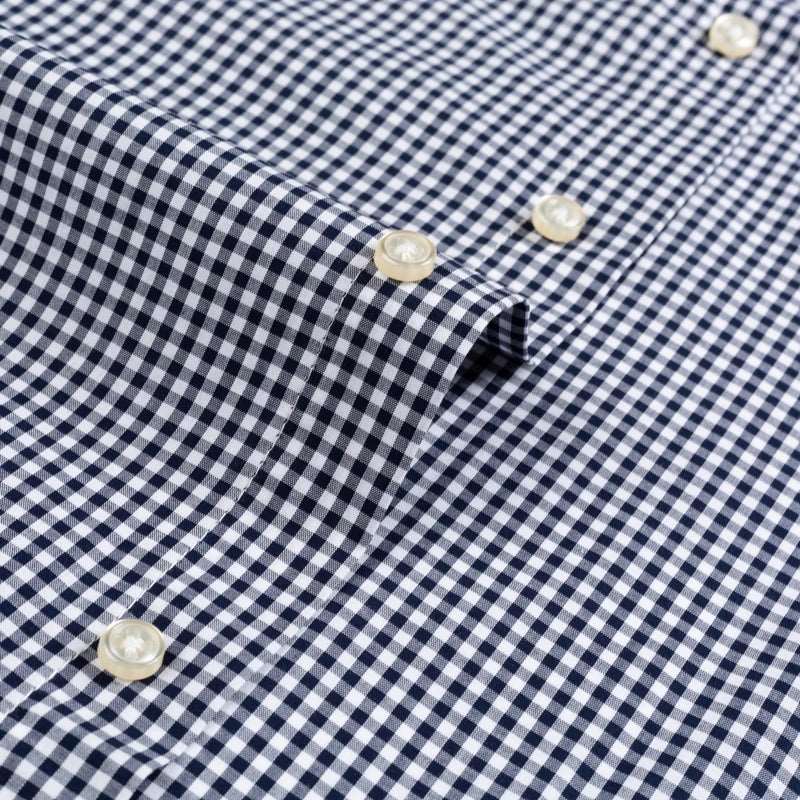 Men's Standard-Fit Long-Sleeve Casual Checked Shirt Single Patch Pocket Button-down Collar Comfortable 100% Cotton Gingham Shirt