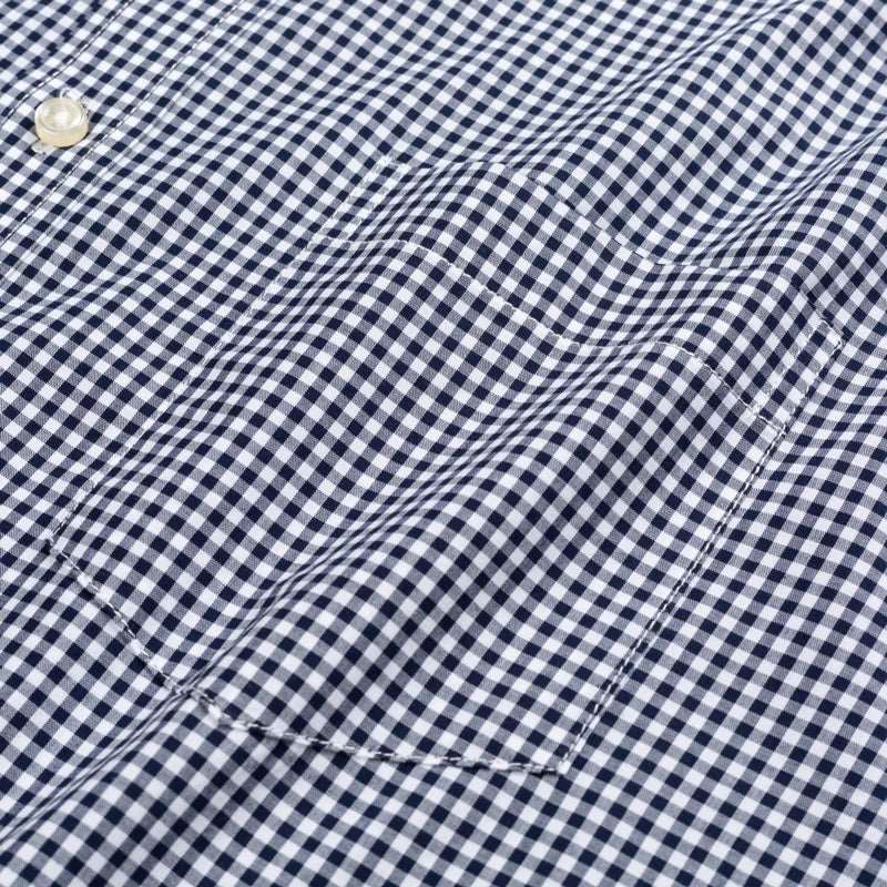 Men's Standard-Fit Long-Sleeve Casual Checked Shirt Single Patch Pocket Button-down Collar Comfortable 100% Cotton Gingham Shirt
