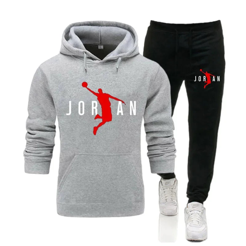 New men's and women's leisure sports suit, outdoor autumn and winter fitness jogging hoodie + pants 2 sets, hoodie, pullover