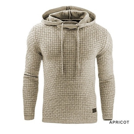 New Spring Autumn Men's Hoodie Hollow Plaid Quilted Cotton Hoodies Fabric Pullover Hooded Hoody Sweatshirt Hoodies