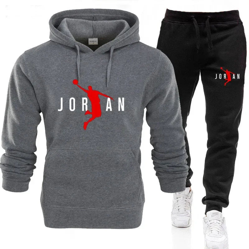 New men's and women's leisure sports suit, outdoor autumn and winter fitness jogging hoodie + pants 2 sets, hoodie, pullover