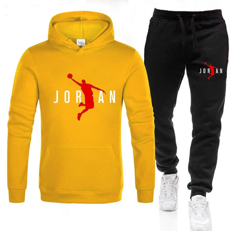 New men's and women's leisure sports suit, outdoor autumn and winter fitness jogging hoodie + pants 2 sets, hoodie, pullover