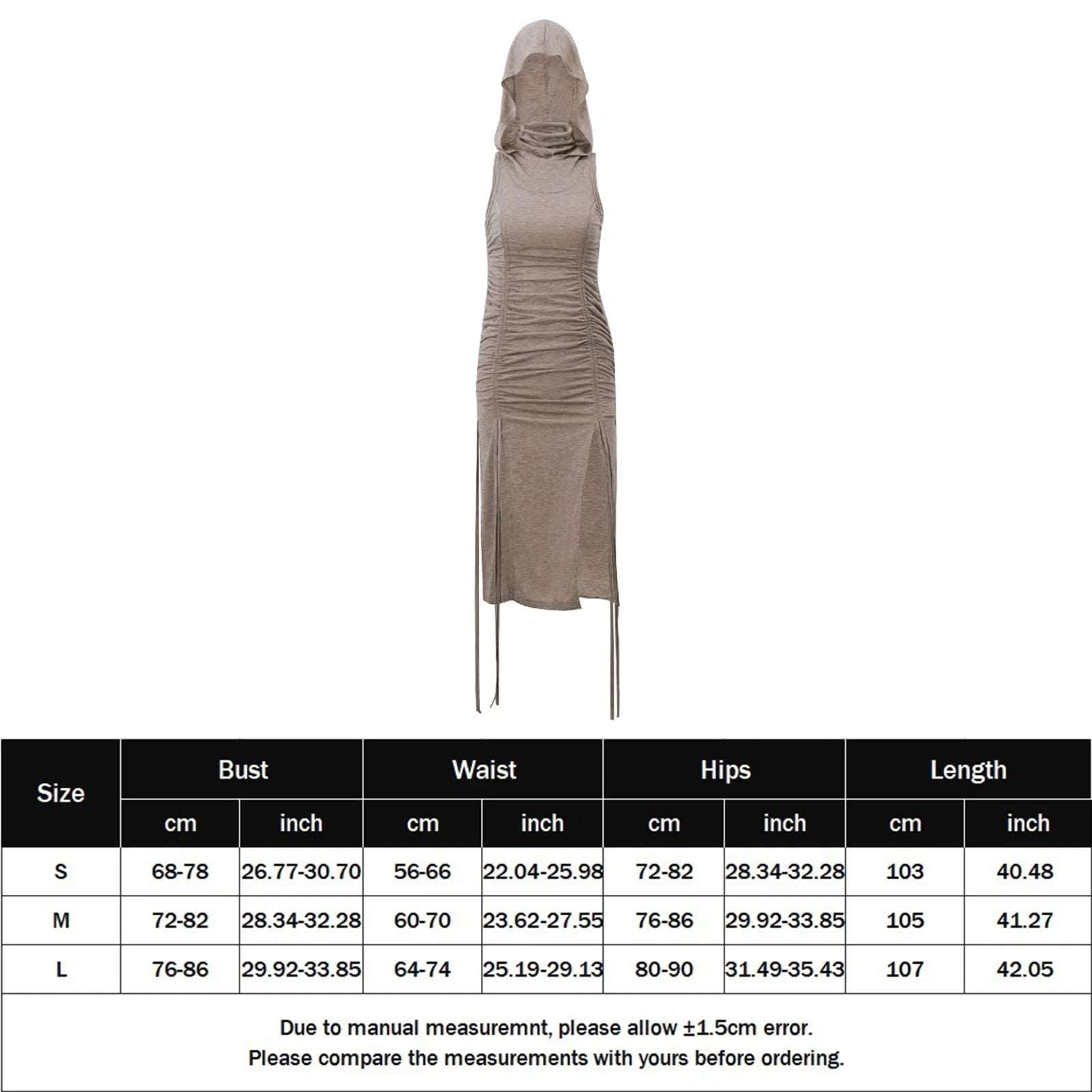 Ladies Drawstring Dress Turtleneck Vintage Slim Dress Solid Color Sleeveless for Travel Vacation Shopping Party Club