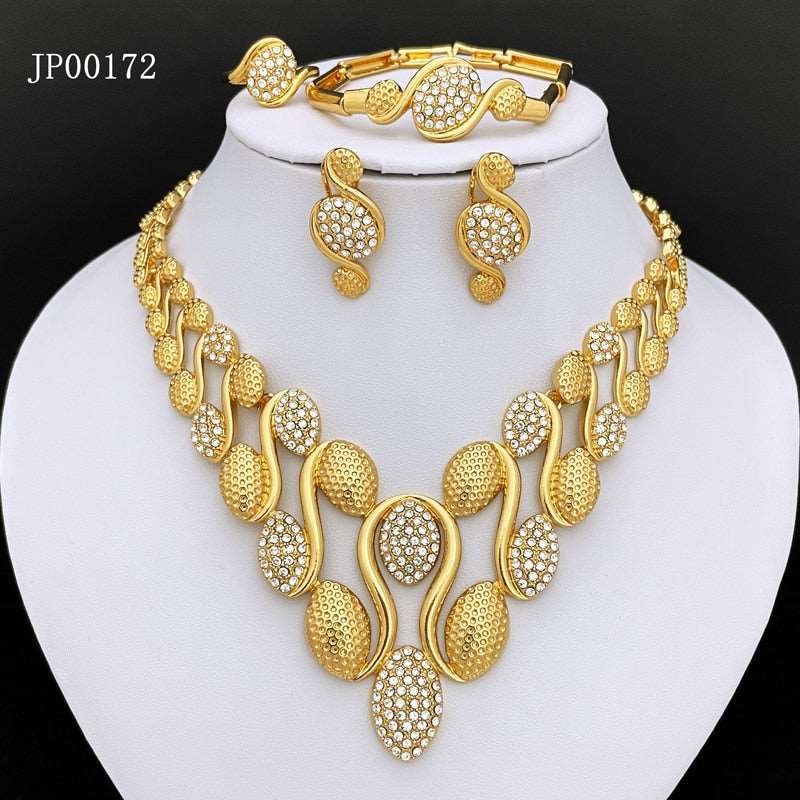 Jewellery Set For Women Necklace And Earrings Charm Bracelet Women's full jewelry set ensembles de bijoux en plaqué or