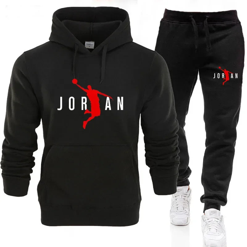 New men's and women's leisure sports suit, outdoor autumn and winter fitness jogging hoodie + pants 2 sets, hoodie, pullover