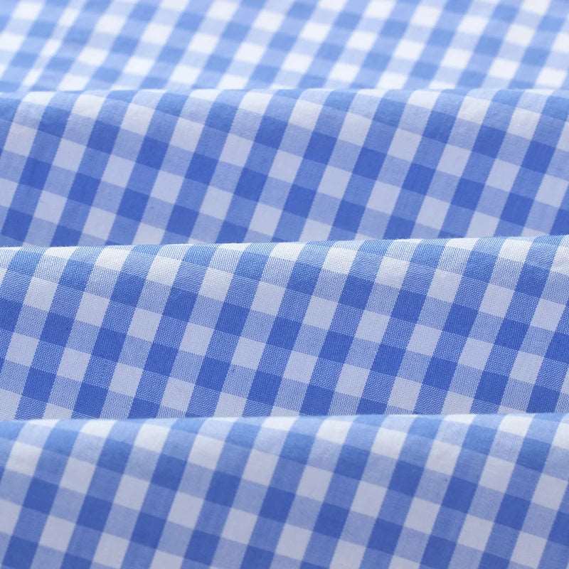 Thin 100% Cotton Plaid Shirts for Men Long Sleeve  Checkered Dress Shirt Mens Blue New  Men Clothing  Button Up Shirt