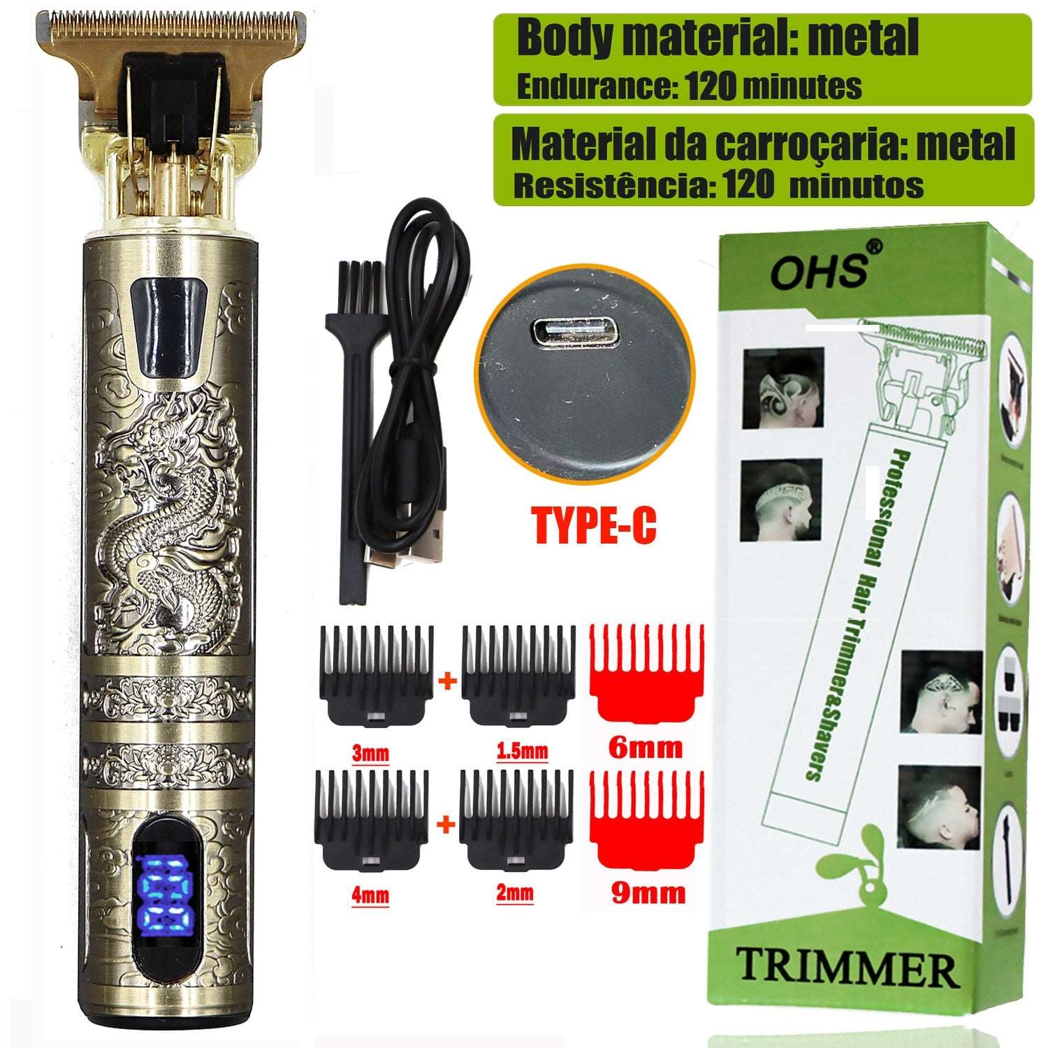 Tondeuse Dragon Vintage T9 Cordless Professional Hair Clippers Electric Trimmers For Men Clipper hair cutting machine Shaver