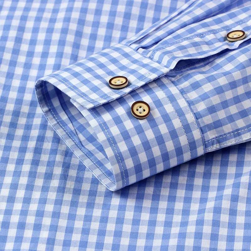 Thin 100% Cotton Plaid Shirts for Men Long Sleeve  Checkered Dress Shirt Mens Blue New  Men Clothing  Button Up Shirt