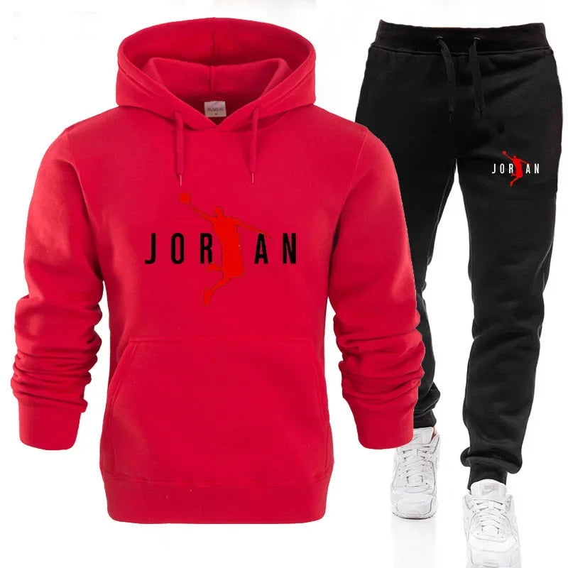 New men's and women's leisure sports suit, outdoor autumn and winter fitness jogging hoodie + pants 2 sets, hoodie, pullover