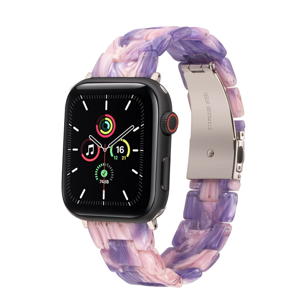 Transparent Resin Watch Band for Apple Watch 7 6 5 4 45mm 42/44mm Strap Bracelet for IWatch 41mm 38mm 42mm Series 6 5 4 3 correa