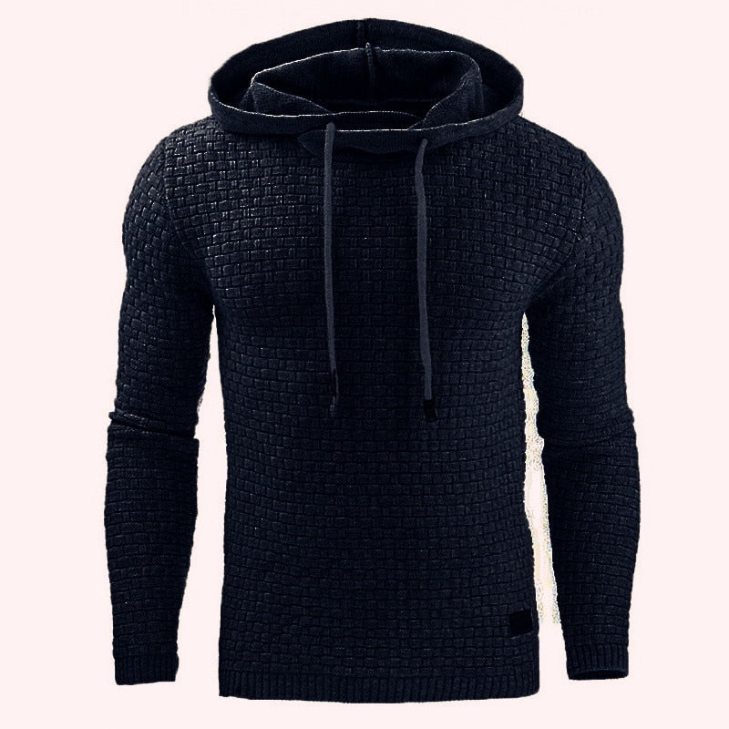 New Spring Autumn Men's Hoodie Hollow Plaid Quilted Cotton Hoodies Fabric Pullover Hooded Hoody Sweatshirt Hoodies