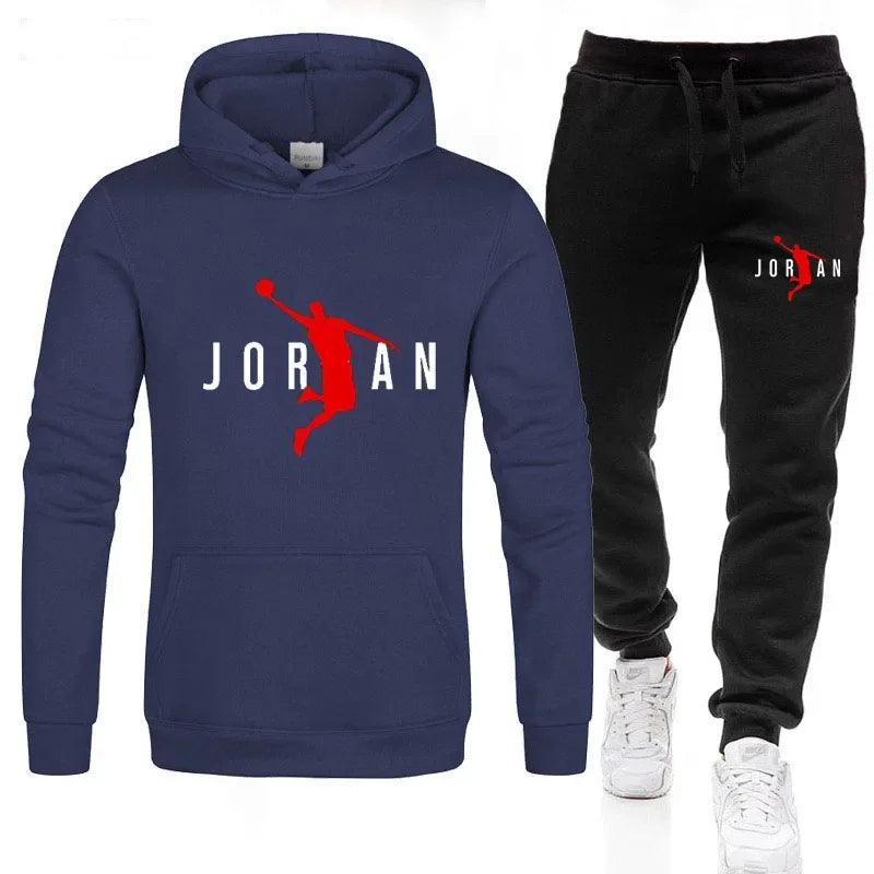 New men's and women's leisure sports suit, outdoor autumn and winter fitness jogging hoodie + pants 2 sets, hoodie, pullover