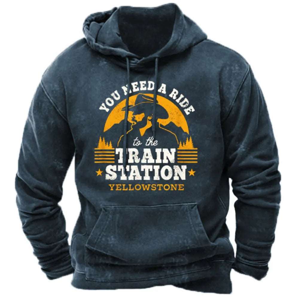 Western Cowboy Men's Hoodie 2023 New Harajuku Hooded Sweatshirt Spring Autumn Vintage Casual Pullover Tops Unisex Streetwear