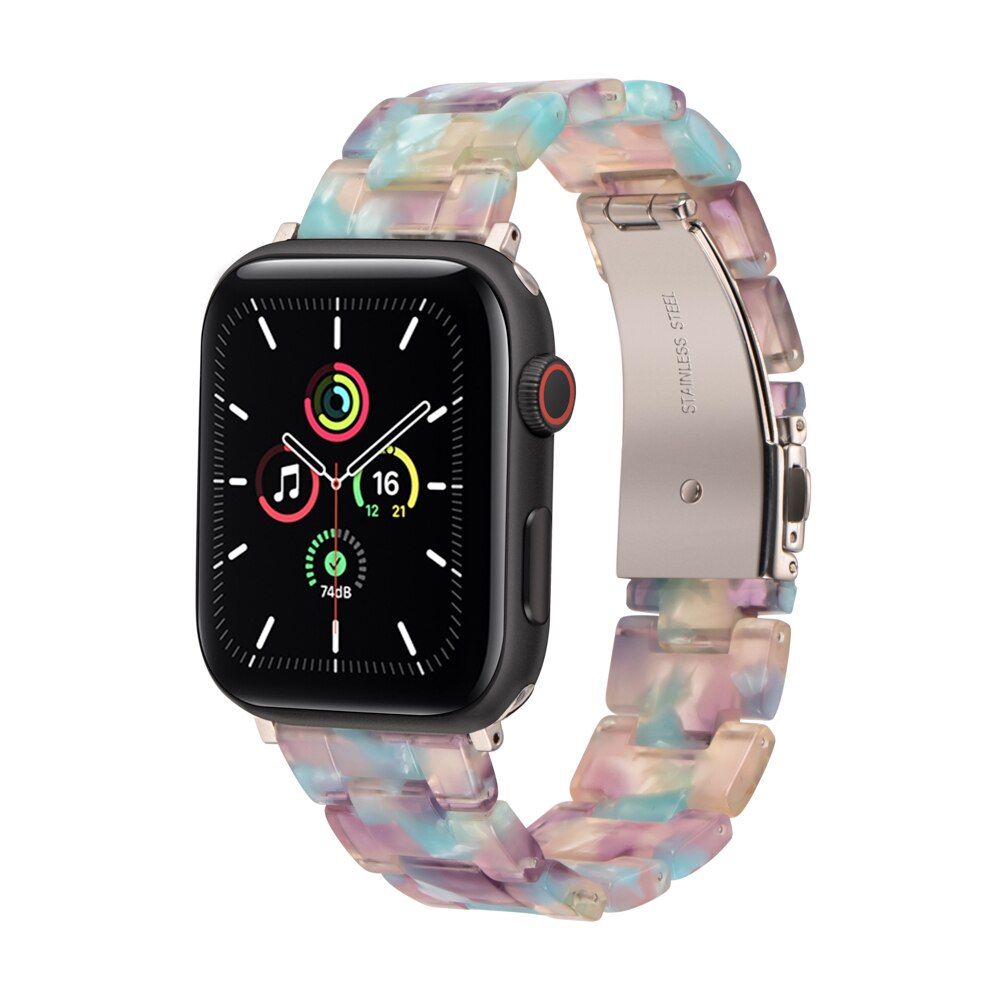 Transparent Resin Watch Band for Apple Watch 7 6 5 4 45mm 42/44mm Strap Bracelet for IWatch 41mm 38mm 42mm Series 6 5 4 3 correa