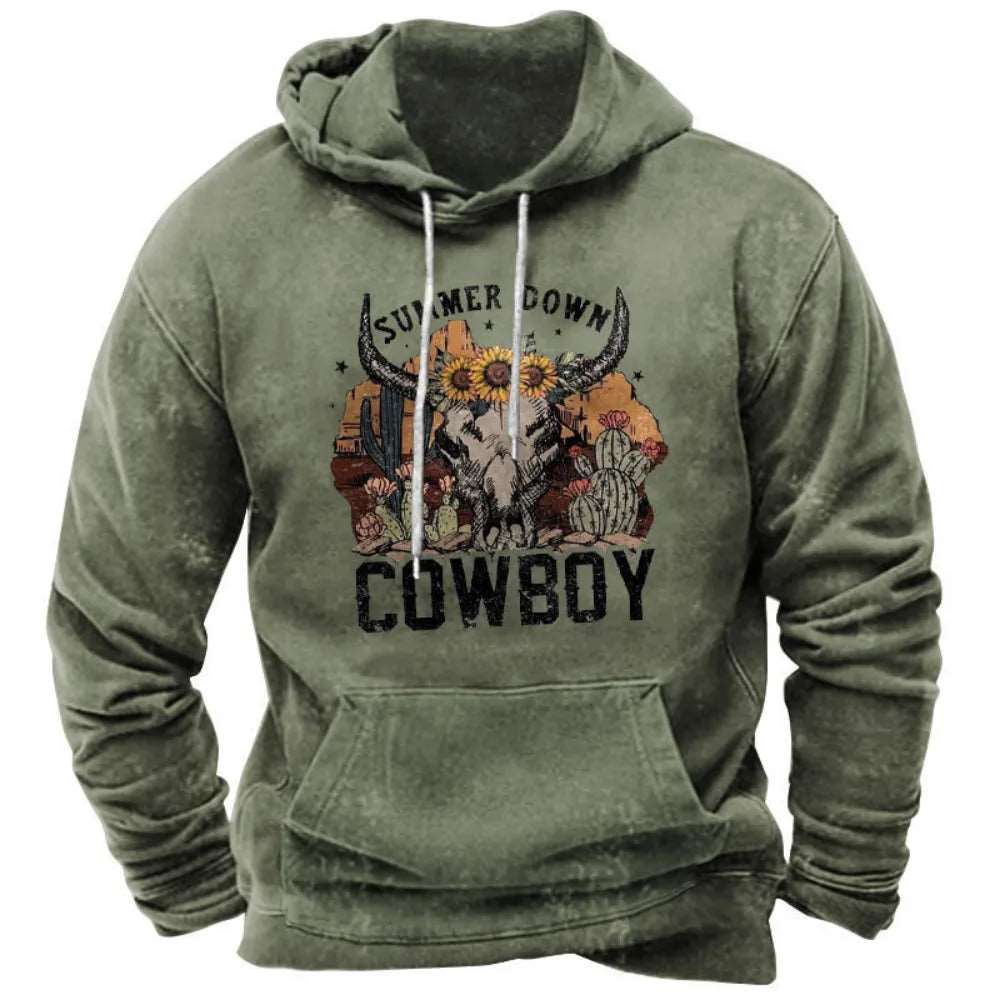 Western Cowboy Men's Hoodie 2023 New Harajuku Hooded Sweatshirt Spring Autumn Vintage Casual Pullover Tops Unisex Streetwear