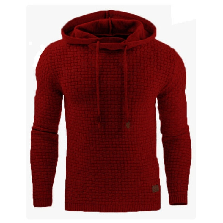 New Spring Autumn Men's Hoodie Hollow Plaid Quilted Cotton Hoodies Fabric Pullover Hooded Hoody Sweatshirt Hoodies