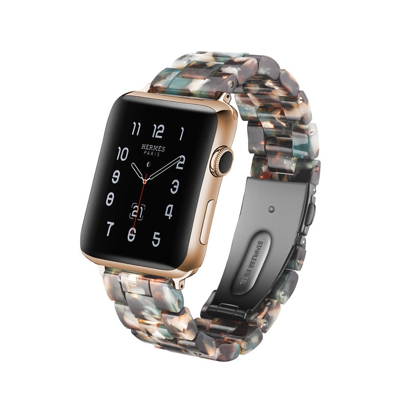 Transparent Resin Watch Band for Apple Watch 7 6 5 4 45mm 42/44mm Strap Bracelet for IWatch 41mm 38mm 42mm Series 6 5 4 3 correa