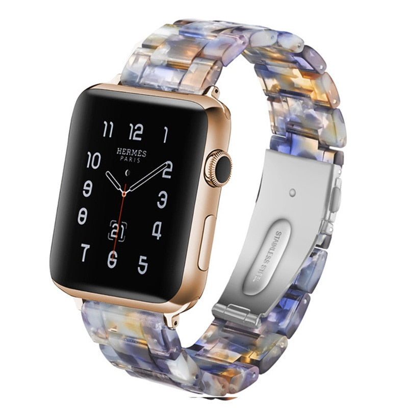 Transparent Resin Watch Band for Apple Watch 7 6 5 4 45mm 42/44mm Strap Bracelet for IWatch 41mm 38mm 42mm Series 6 5 4 3 correa
