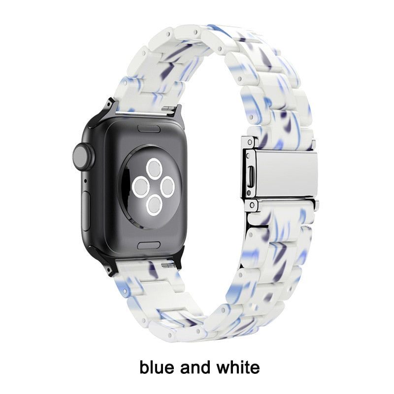 Transparent Resin Watch Band for Apple Watch 7 6 5 4 45mm 42/44mm Strap Bracelet for IWatch 41mm 38mm 42mm Series 6 5 4 3 correa